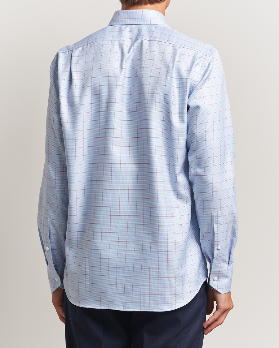 Heren | Overhemden | Stenströms | Regular Fit Overcheck Cut Away Shirt Blue