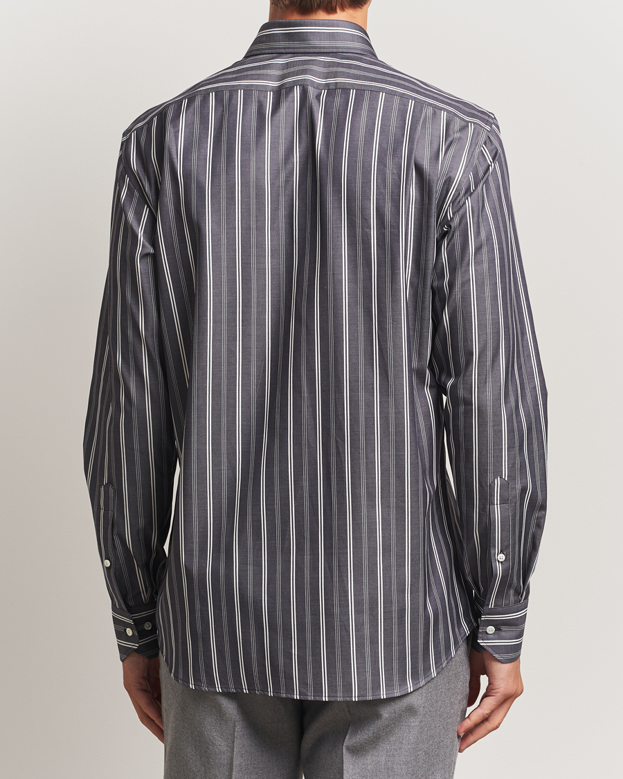 Heren | Overhemden | Stenströms | Regular Fit Mixed Stripe Twill Shirt White/Black