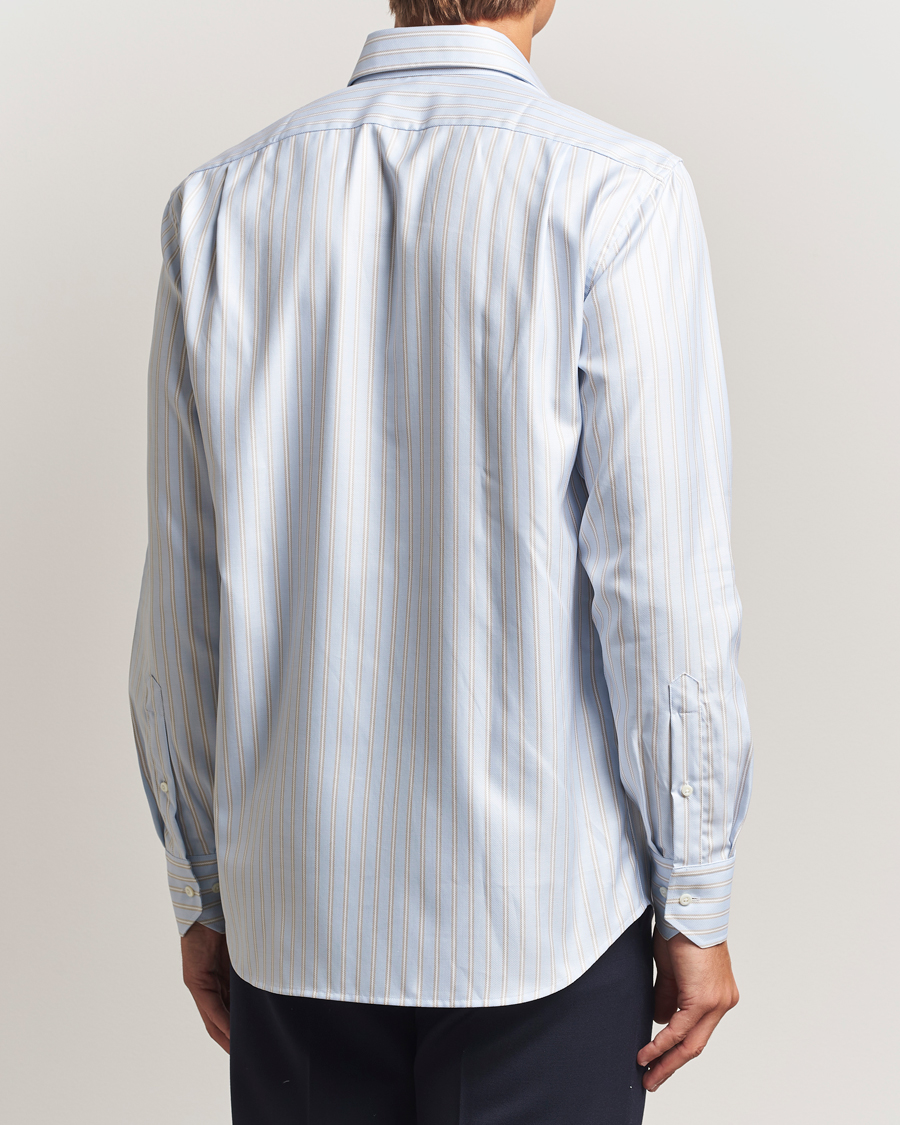 Heren | Overhemden | Stenströms | Regular Fit Twill Stripe Cut Away Shirt Blue