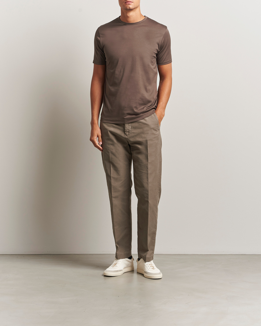 Heren | T-shirts | Sunspel | Crew Neck Q82 Cotton T-Shirt Bark