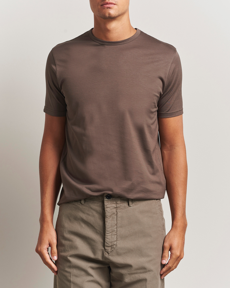 Heren | T-shirts | Sunspel | Crew Neck Q82 Cotton T-Shirt Bark