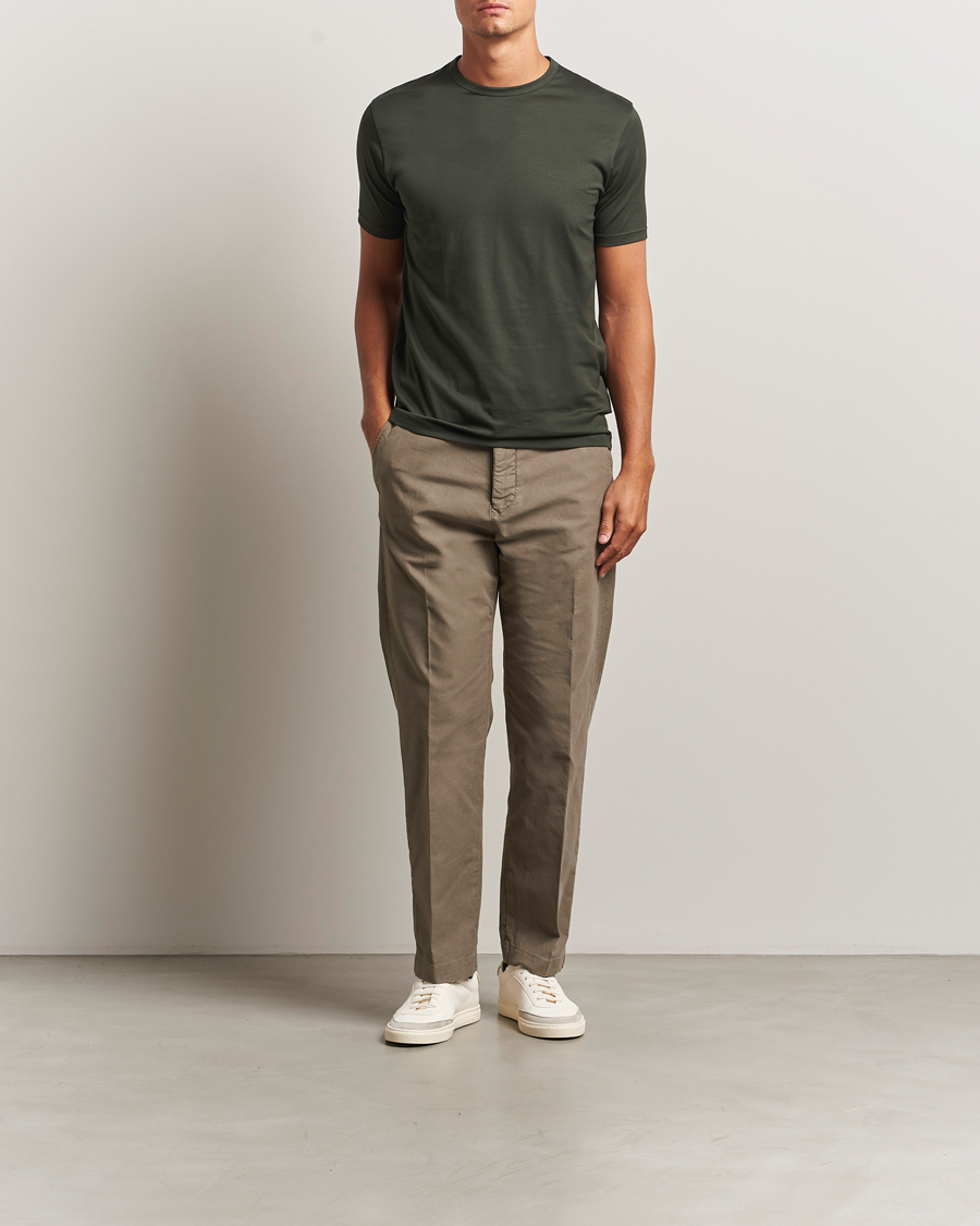 Heren | T-shirts | Sunspel | Crew Neck Q82 Cotton T-Shirt Dark Green