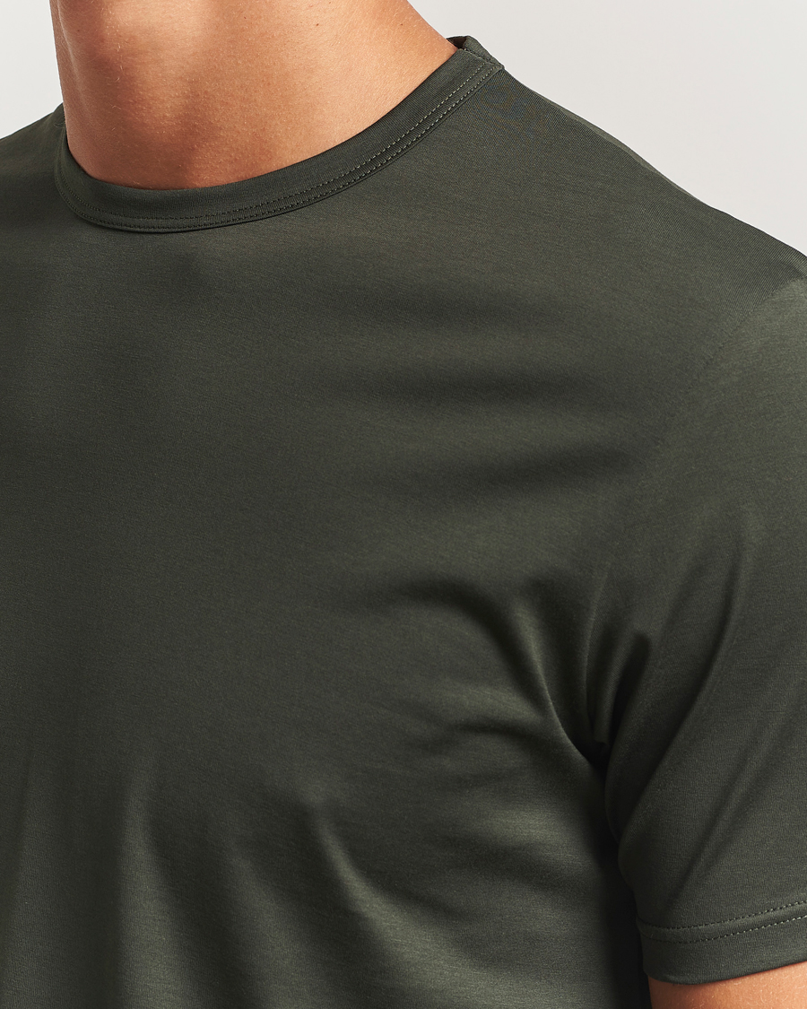 Heren | T-shirts | Sunspel | Crew Neck Q82 Cotton T-Shirt Dark Green