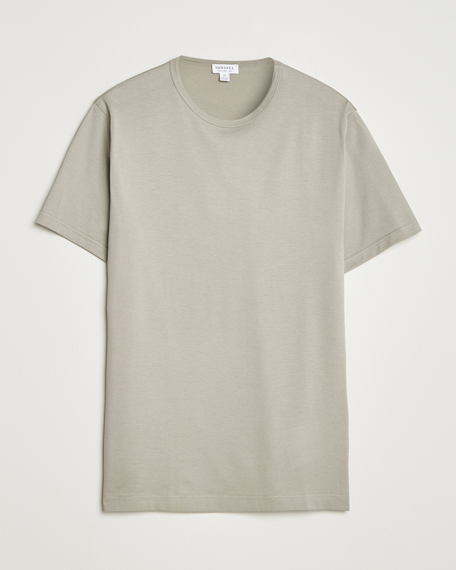 Heren | T-shirts | Sunspel | Crew Neck Q82 Cotton T-Shirt Fog