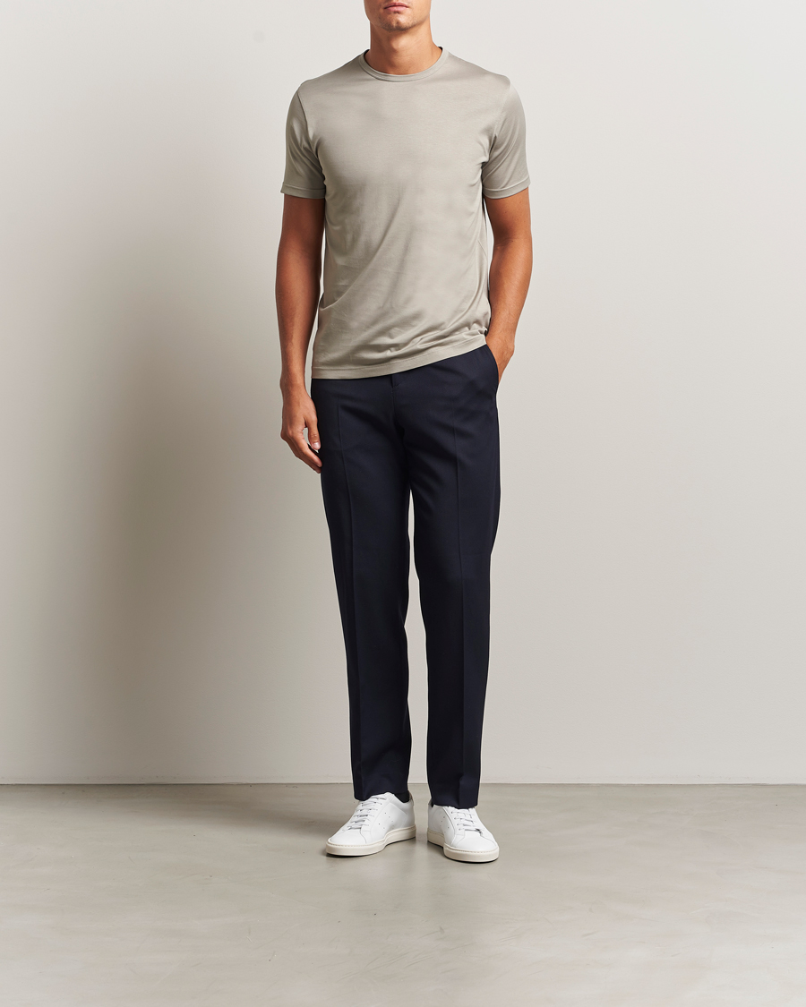 Heren | T-shirts | Sunspel | Crew Neck Q82 Cotton T-Shirt Fog