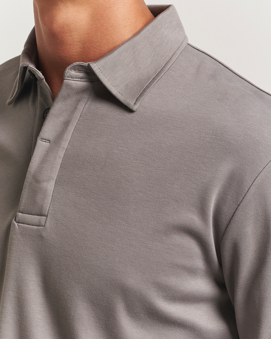 Heren | Polo's | Sunspel | Heavy Weight Supima Cotton Long Sleeve Polo Iron Grey