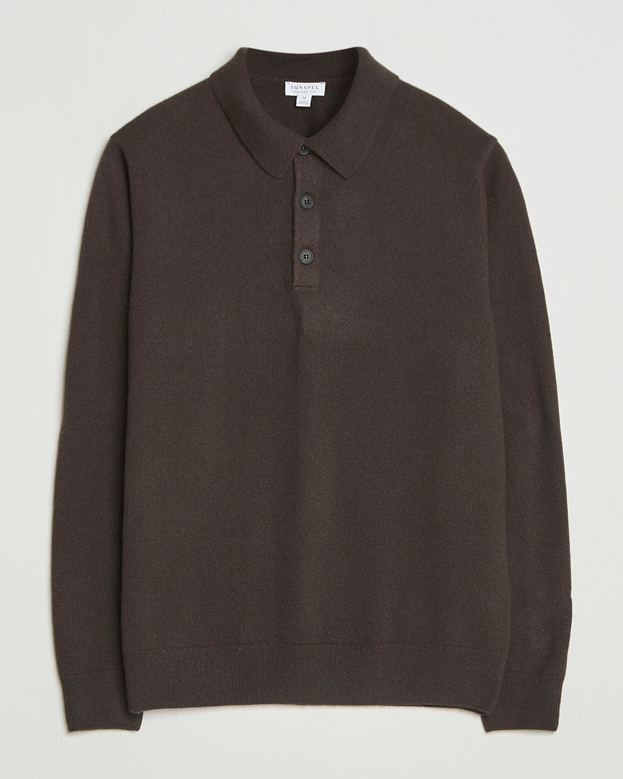Heren | Truien | Sunspel | Cashmere Polo Truffle