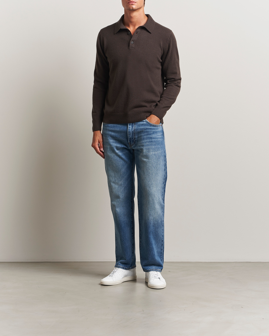 Heren | Truien | Sunspel | Cashmere Polo Truffle