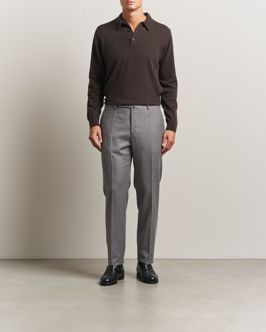 Heren | Truien | Sunspel | Cashmere Polo Truffle
