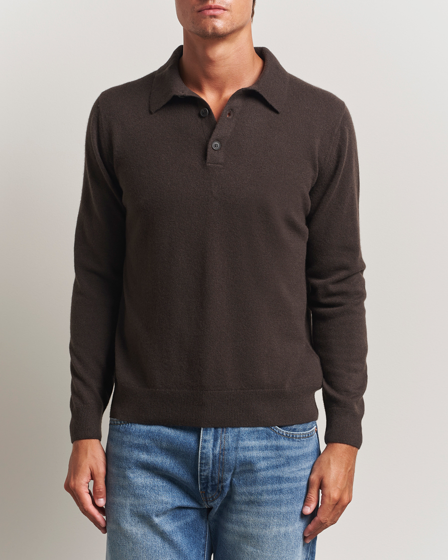 Heren | Truien | Sunspel | Cashmere Polo Truffle