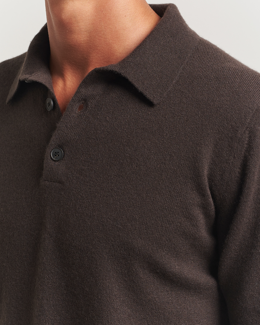 Heren | Truien | Sunspel | Cashmere Polo Truffle