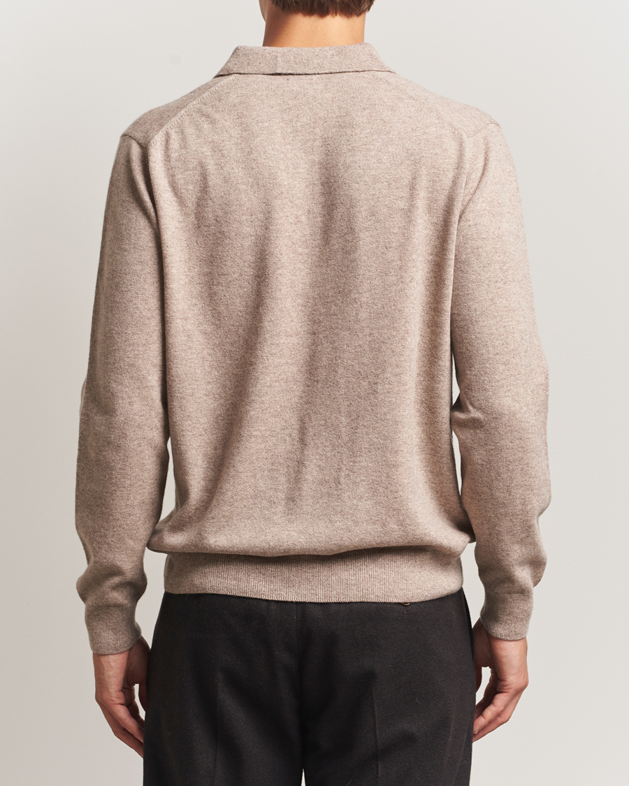 Heren | Truien | Sunspel | Cashmere Polo Oatmeal Melange
