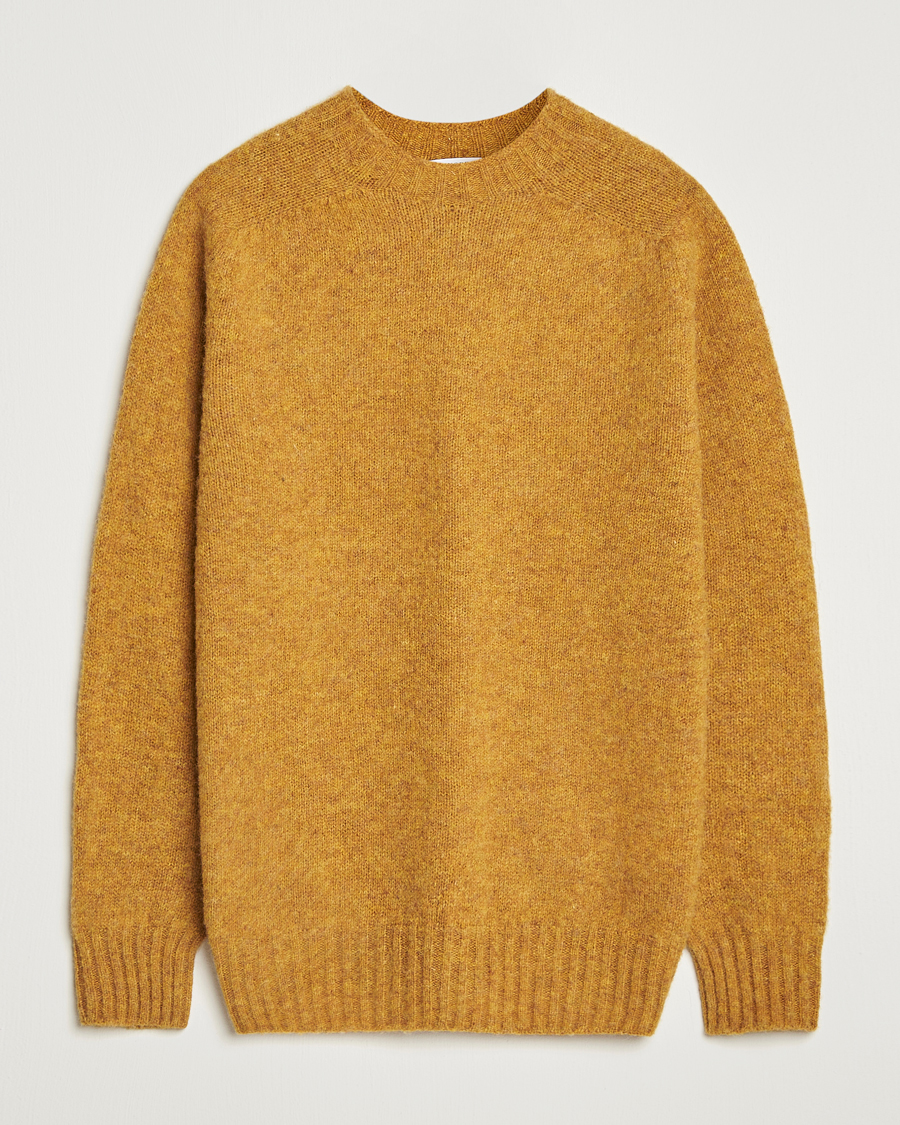 Heren | Truien | Sunspel | Brushed Shetland Crew Neck Saffron