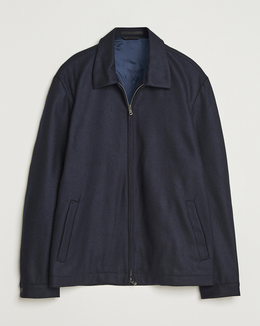 Heren | Jassen | Sunspel | Boiled Wool Jersey Jacket Navy