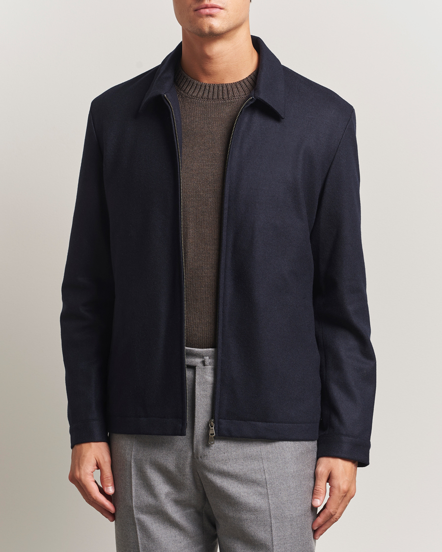 Heren | Jassen | Sunspel | Boiled Wool Jersey Jacket Navy