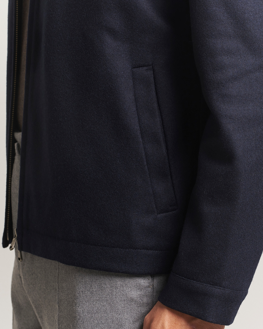 Heren | Jassen | Sunspel | Boiled Wool Jersey Jacket Navy