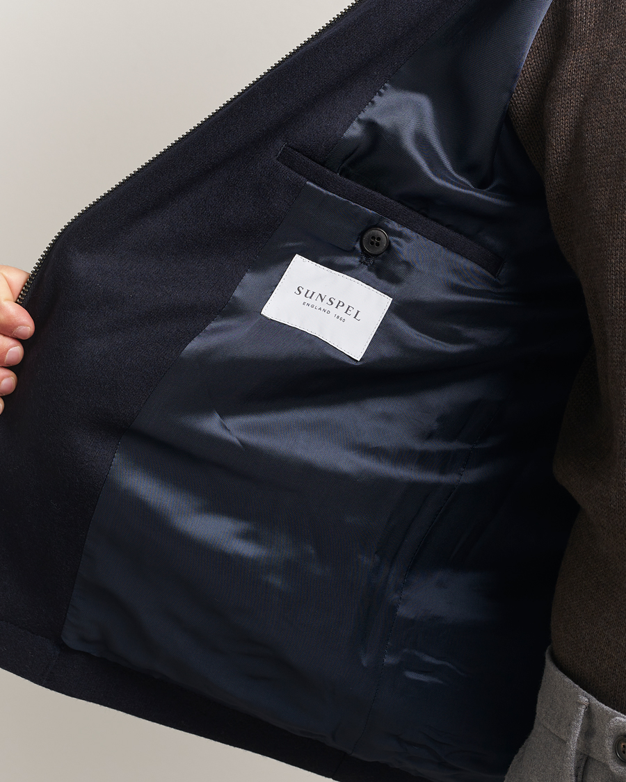 Heren | Jassen | Sunspel | Boiled Wool Jersey Jacket Navy