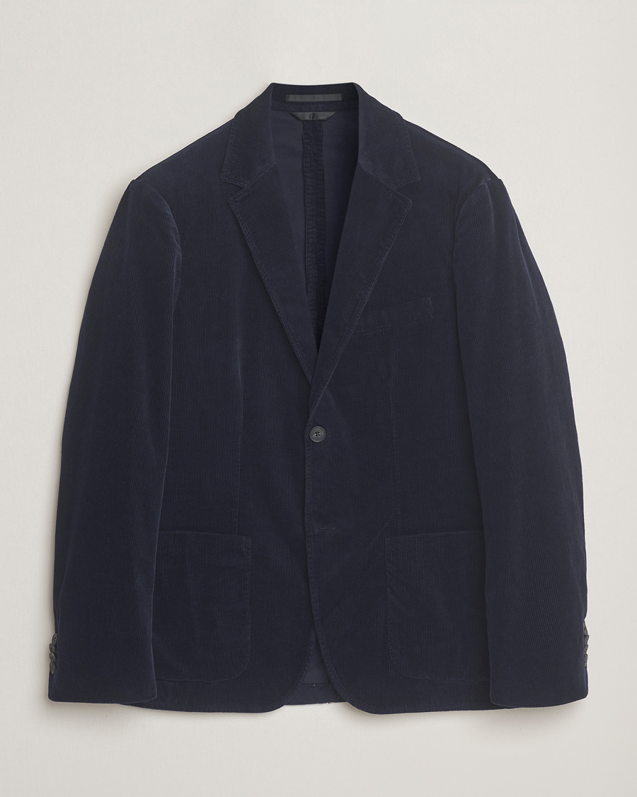 Heren | Blazers | Sunspel | Relaxed Corduroy Blazer Navy