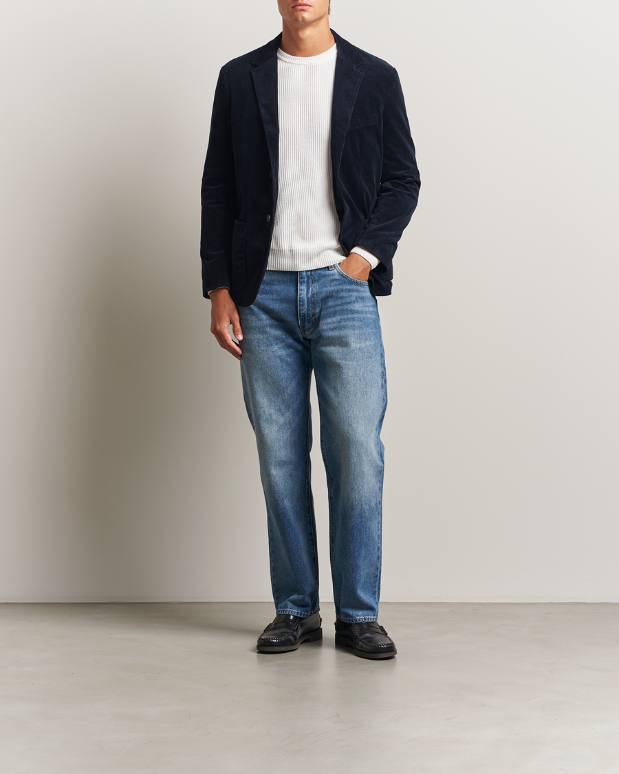 Heren | Blazers | Sunspel | Relaxed Corduroy Blazer Navy