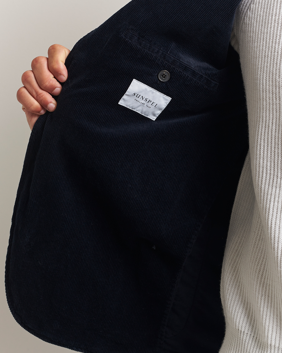Heren | Blazers | Sunspel | Relaxed Corduroy Blazer Navy