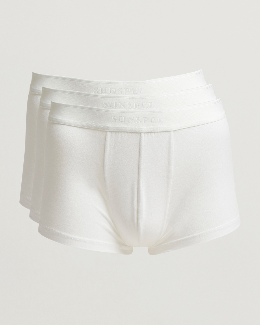 Heren | Ondergoed | Sunspel | 3-Pack Cotton Stretch Trunk White