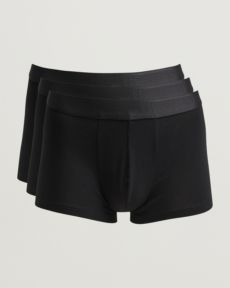 Heren | Ondergoed | Sunspel | 3-Pack Cotton Stretch Trunk Black