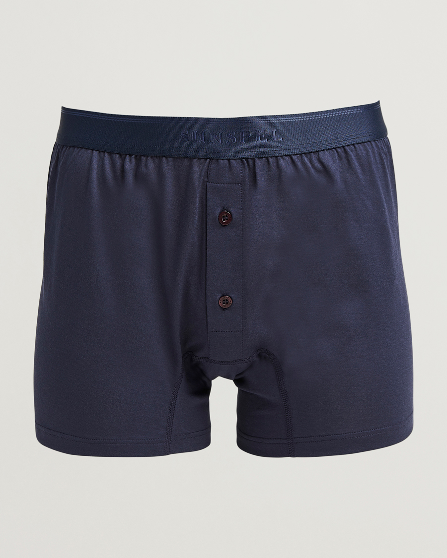 Heren | Ondergoed | Sunspel | Superfine Two Button Cotton Navy