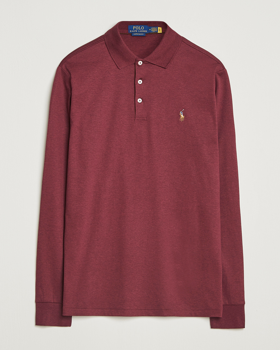 Heren | Polo's | Polo Ralph Lauren | Pima Cotton Custom Slim Fit LS Polo Spring Wine Heather