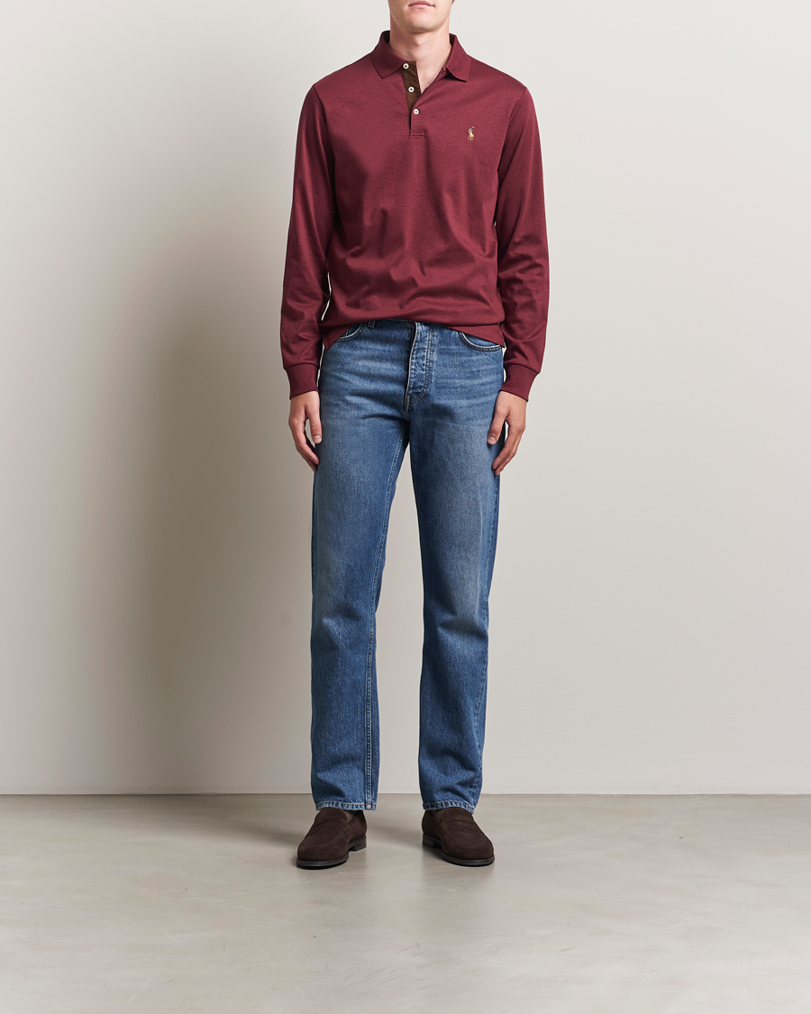 Heren | Polo's | Polo Ralph Lauren | Pima Cotton Custom Slim Fit LS Polo Spring Wine Heather