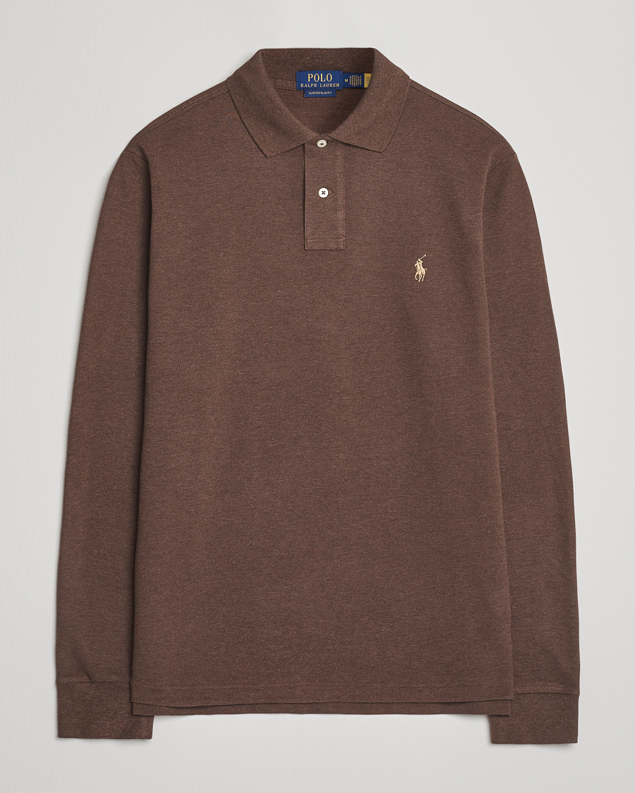 Heren | Polo's | Polo Ralph Lauren | Custom Slim Fit Long Sleeve Polo Nutmeg Brown Heather