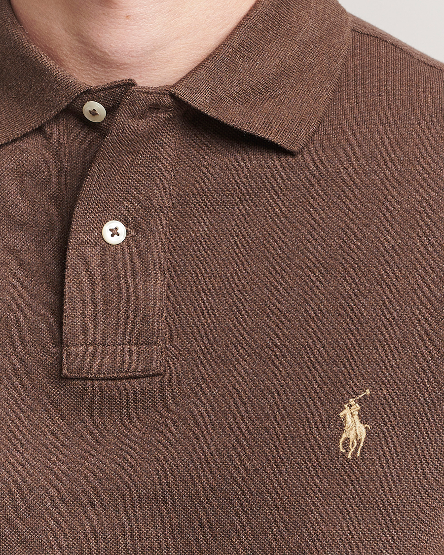 Heren | Polo's | Polo Ralph Lauren | Custom Slim Fit Long Sleeve Polo Nutmeg Brown Heather