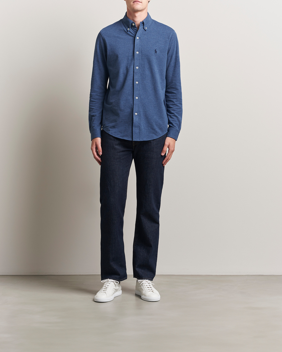 Heren | Overhemden | Polo Ralph Lauren | Featherweight Mesh Shirt Derby Blue Heather