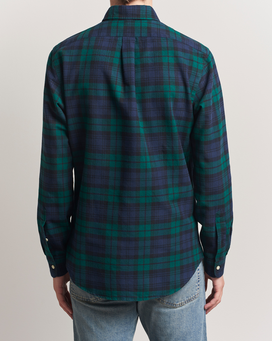 Heren | Overhemden | Polo Ralph Lauren | Custom Fit Brushed Flannel Checked Shirt Navy/Green