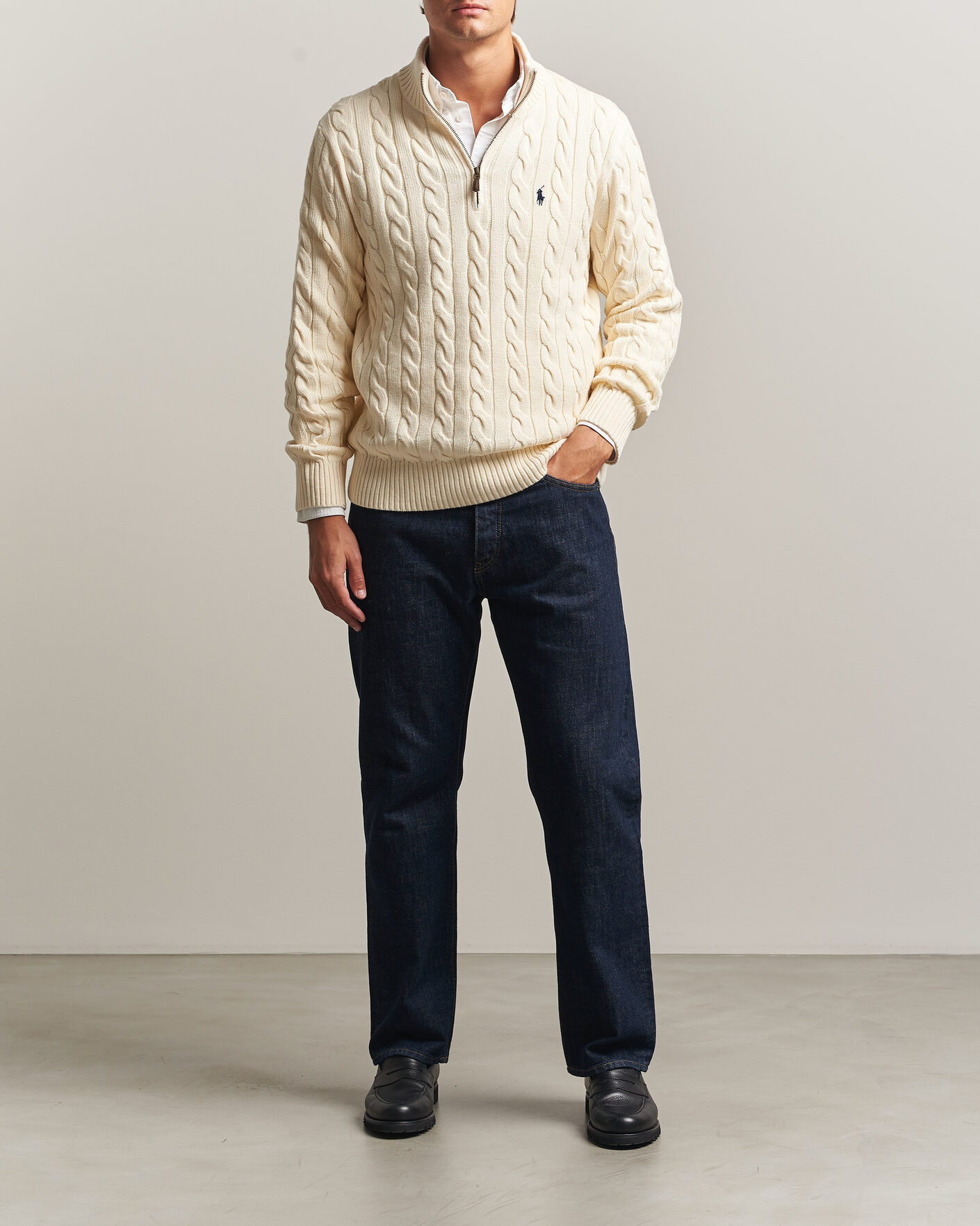 Heren | Truien | Polo Ralph Lauren | Cotton Cable Half Zip Andover Cream