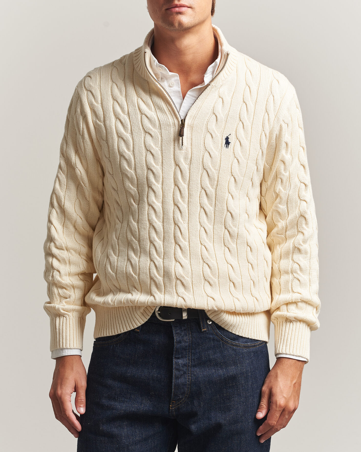 Heren | Truien | Polo Ralph Lauren | Cotton Cable Half Zip Andover Cream