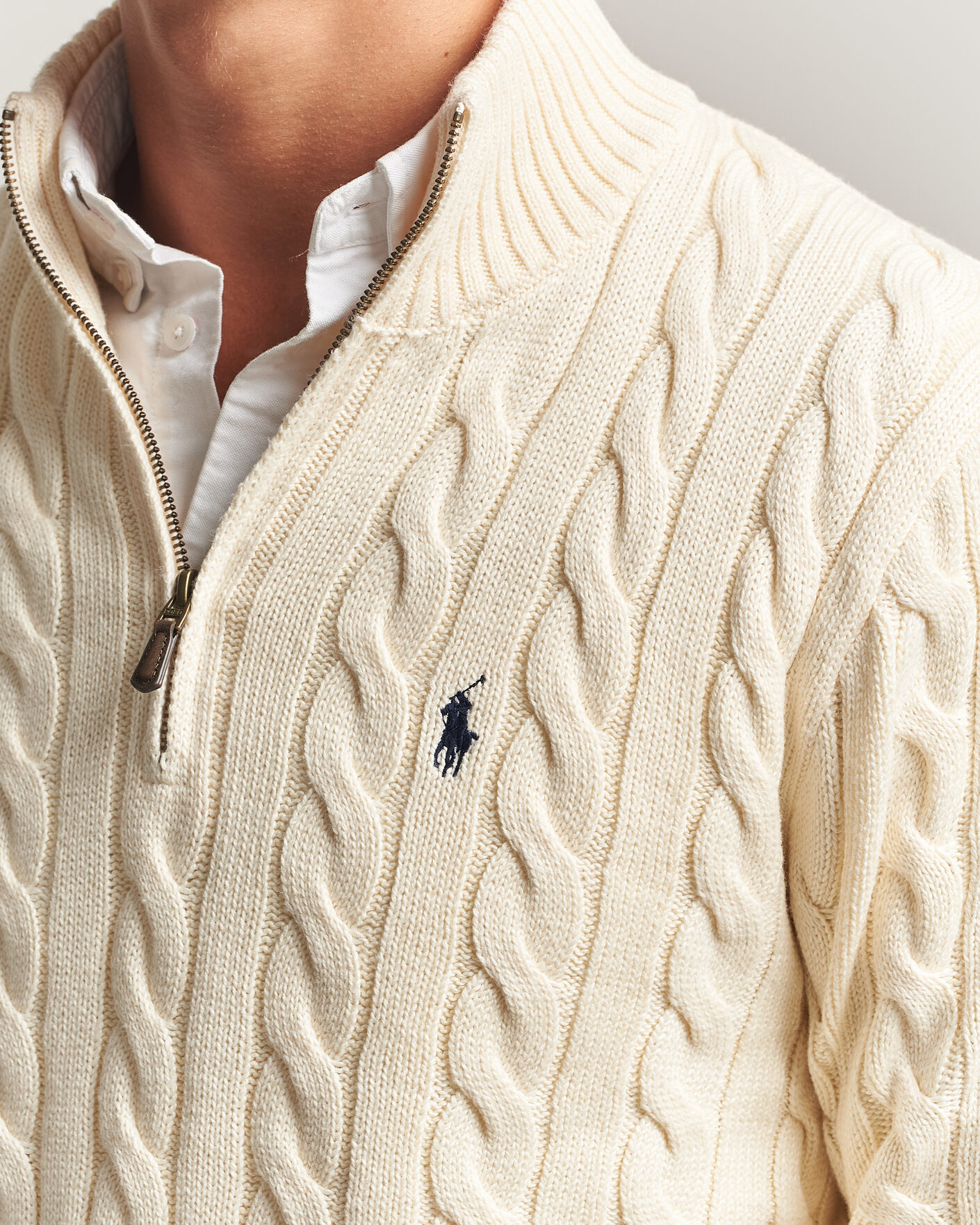 Heren | Truien | Polo Ralph Lauren | Cotton Cable Half Zip Andover Cream
