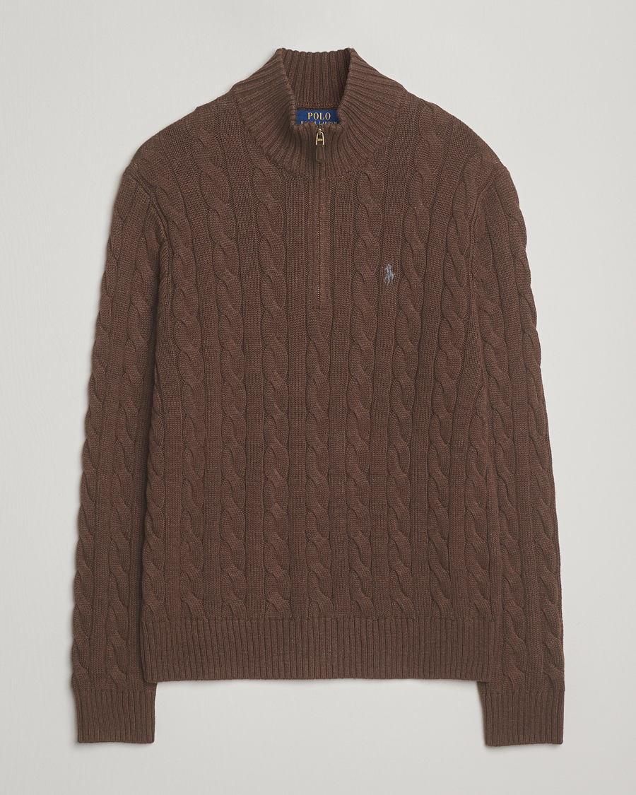 Heren | Truien | Polo Ralph Lauren | Cotton Cable Half Zip Nutmeg Brown Heather