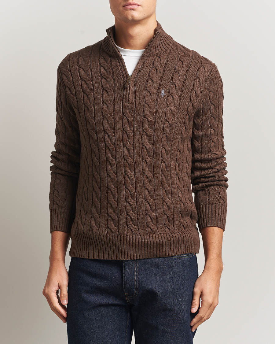 Heren | Truien | Polo Ralph Lauren | Cotton Cable Half Zip Nutmeg Brown Heather