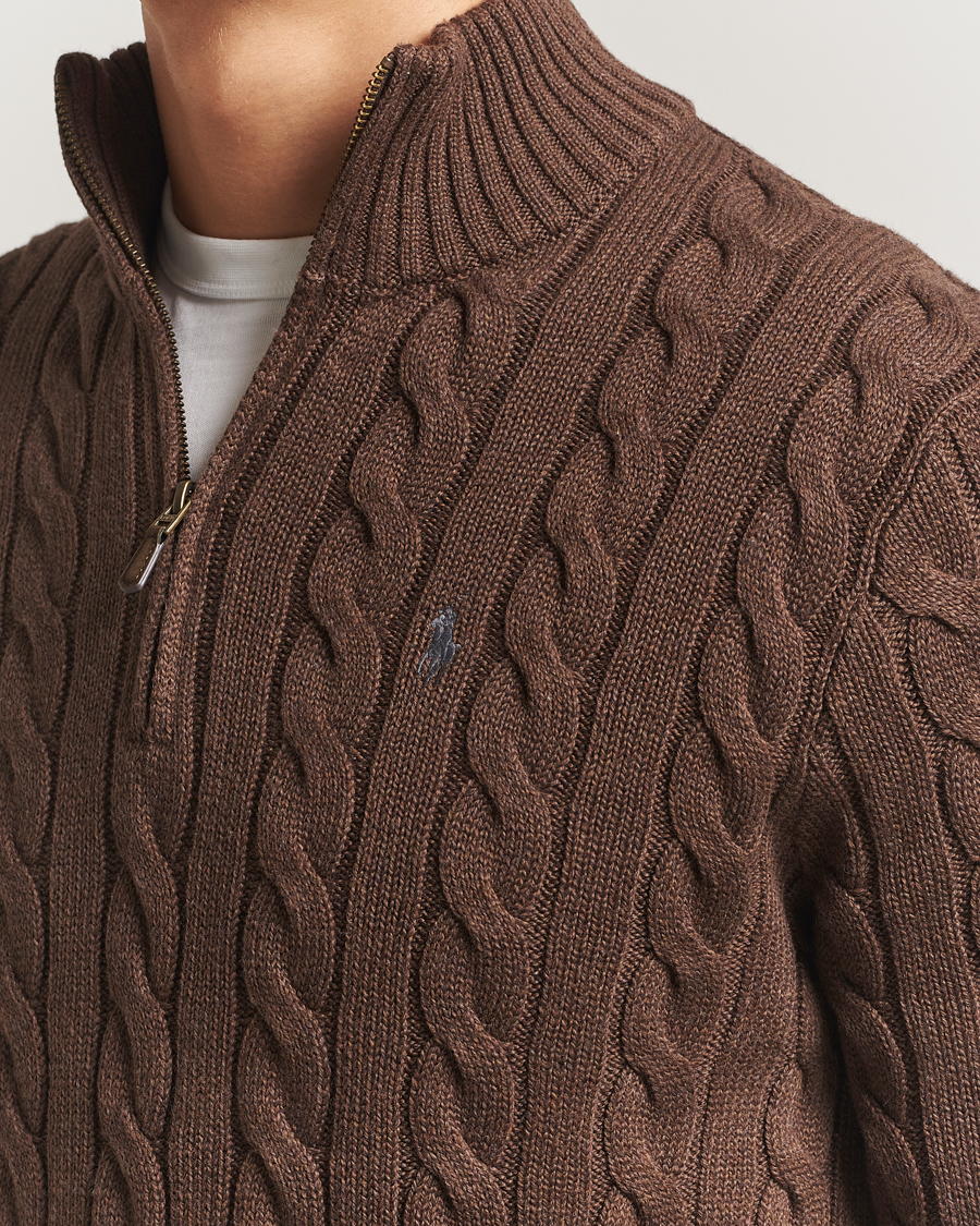 Heren | Truien | Polo Ralph Lauren | Cotton Cable Half Zip Nutmeg Brown Heather