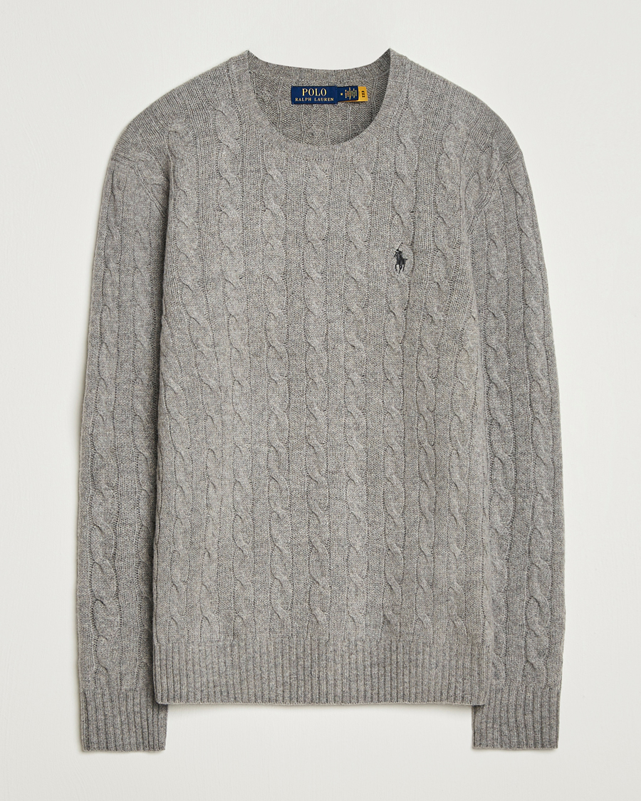 Heren | Truien | Polo Ralph Lauren | Wool/Cashmere Cable Crew Neck Fawn Grey Heather
