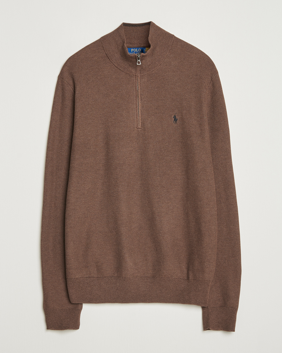 Heren | Truien | Polo Ralph Lauren | Textured Half Zip Nutmeg Brown