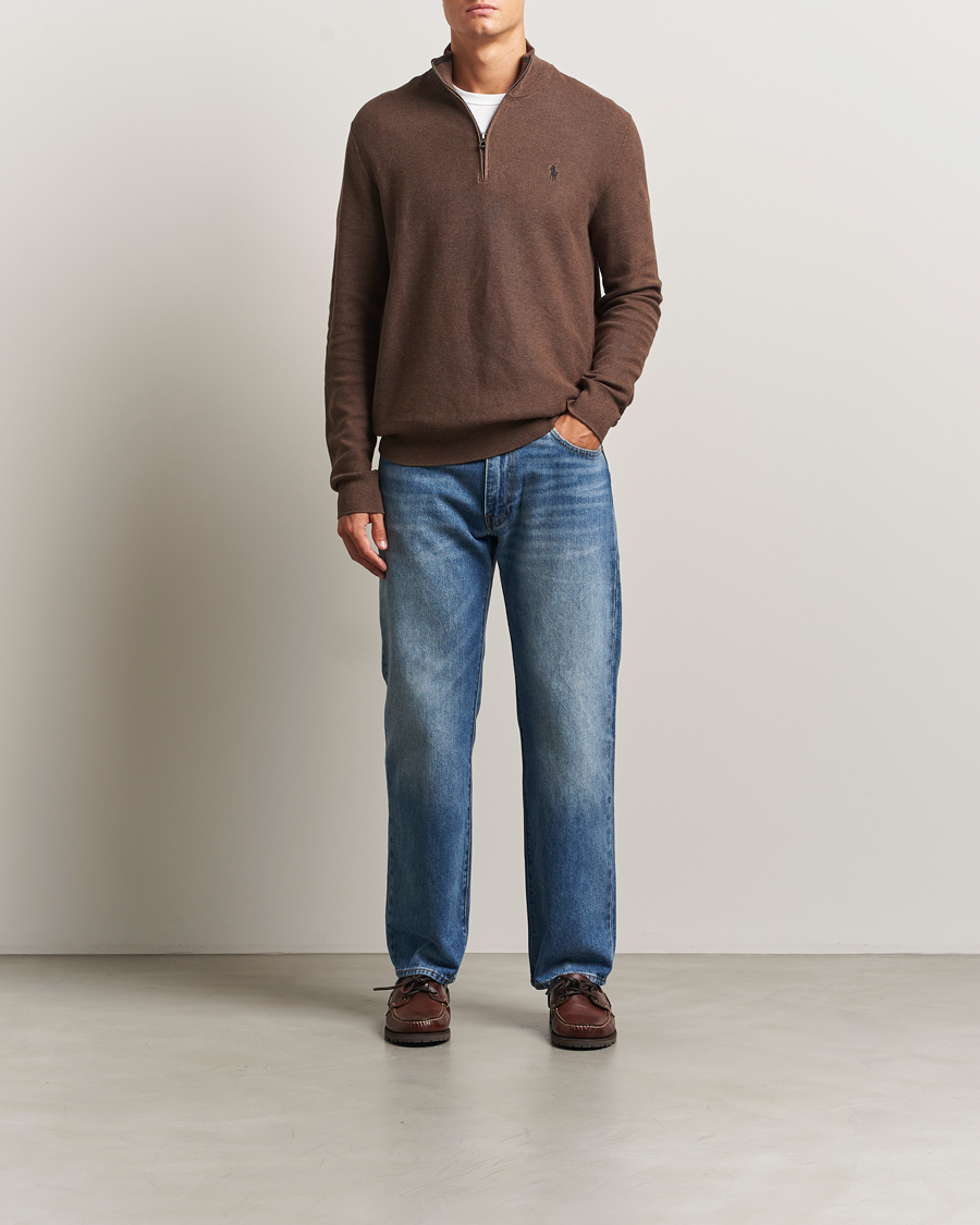 Heren | Truien | Polo Ralph Lauren | Textured Half Zip Nutmeg Brown