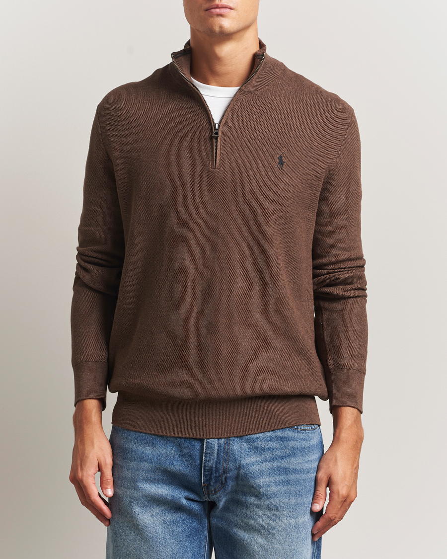 Heren | Truien | Polo Ralph Lauren | Textured Half Zip Nutmeg Brown