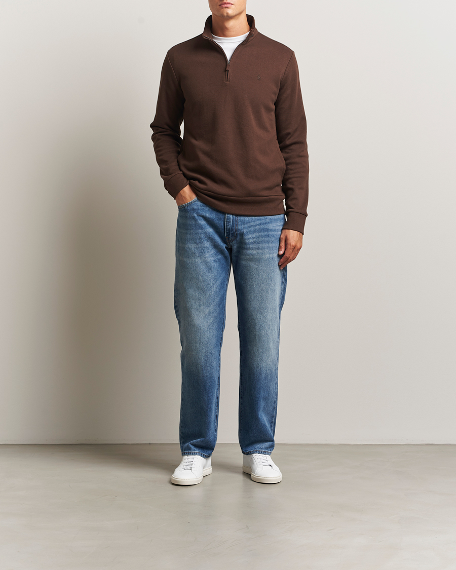 Heren | Truien | Polo Ralph Lauren | Double Knit Jaquard Half Zip Sweater Nutmeg Brown