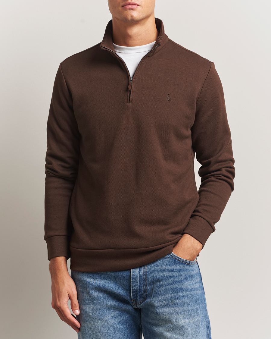 Heren | Truien | Polo Ralph Lauren | Double Knit Jaquard Half Zip Sweater Nutmeg Brown