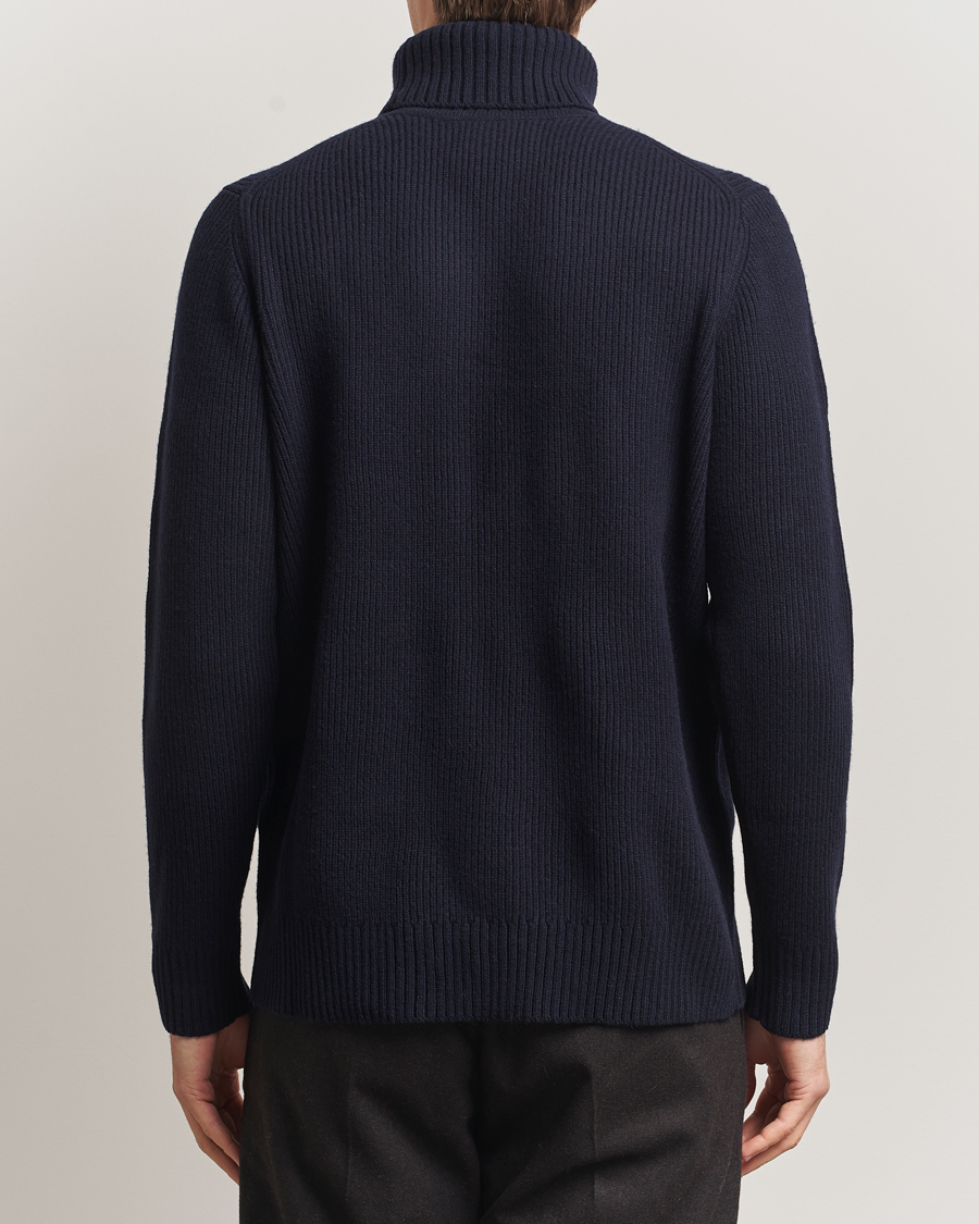 Heren | Truien | Charles Tyrwhitt | Chunky Merino Roll Neck Navy