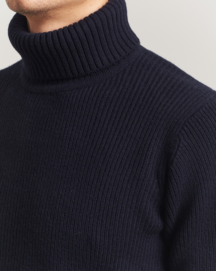 Heren | Truien | Charles Tyrwhitt | Chunky Merino Roll Neck Navy