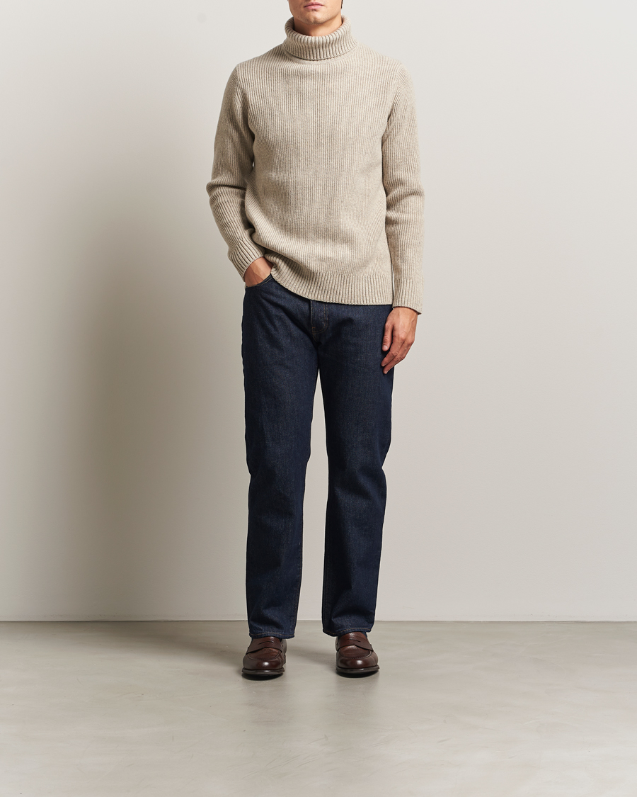 Heren | Truien | Charles Tyrwhitt | Chunky Merino Roll Neck Oatmeal