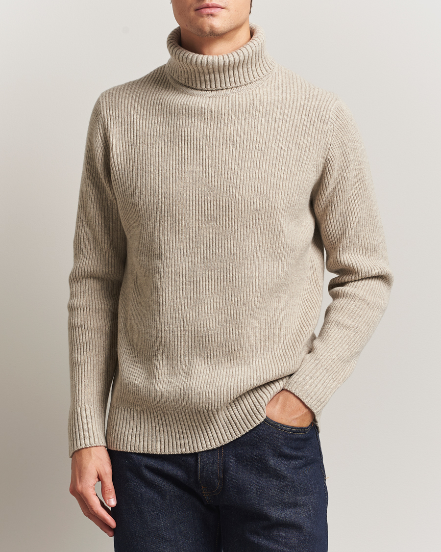 Heren | Truien | Charles Tyrwhitt | Chunky Merino Roll Neck Oatmeal
