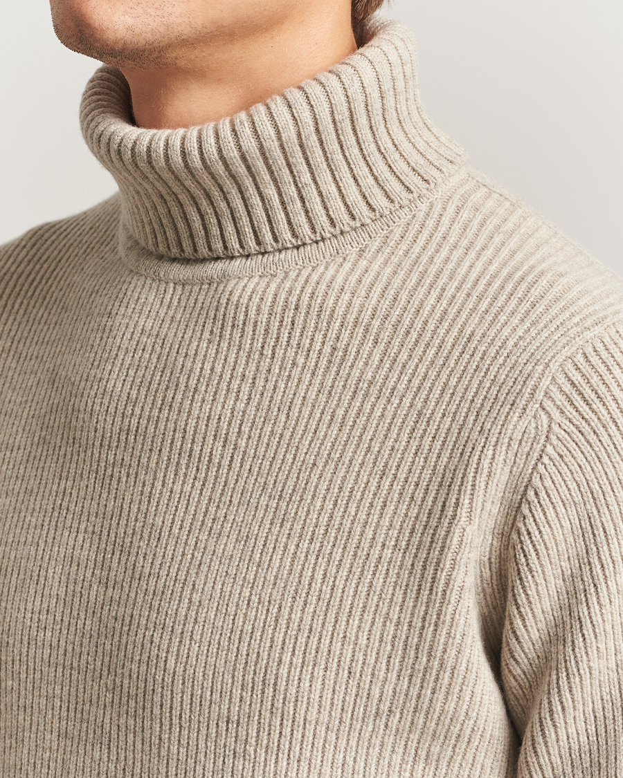 Heren | Truien | Charles Tyrwhitt | Chunky Merino Roll Neck Oatmeal